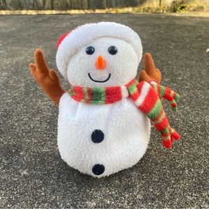 Festive Snowman Plush with Red Hat and Scarf